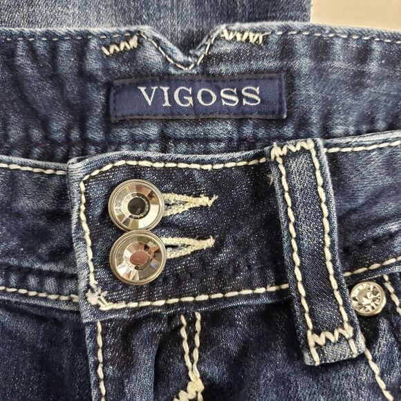 Vigoss Womens Capri Sz 5/6 21 The New York Denim Blue Jeans Distressed Embroider - Picture 9 of 12